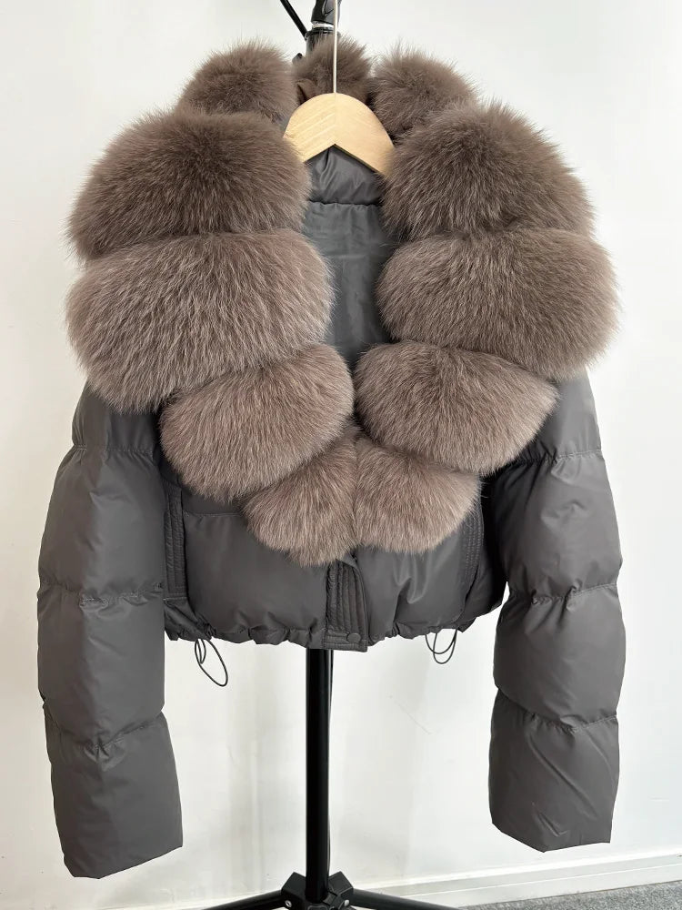 Real Fur Parkas Duck Down Short Puffer Jackets