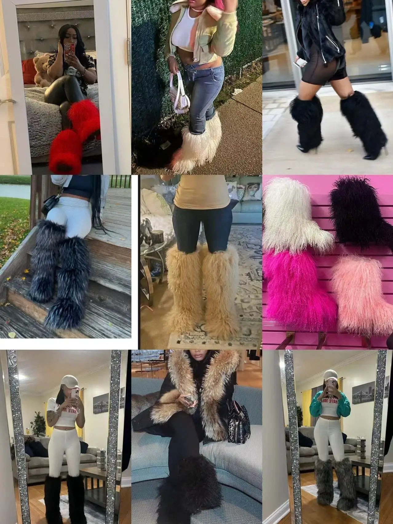 Fluffy Long Mongolian Real Fur Boots