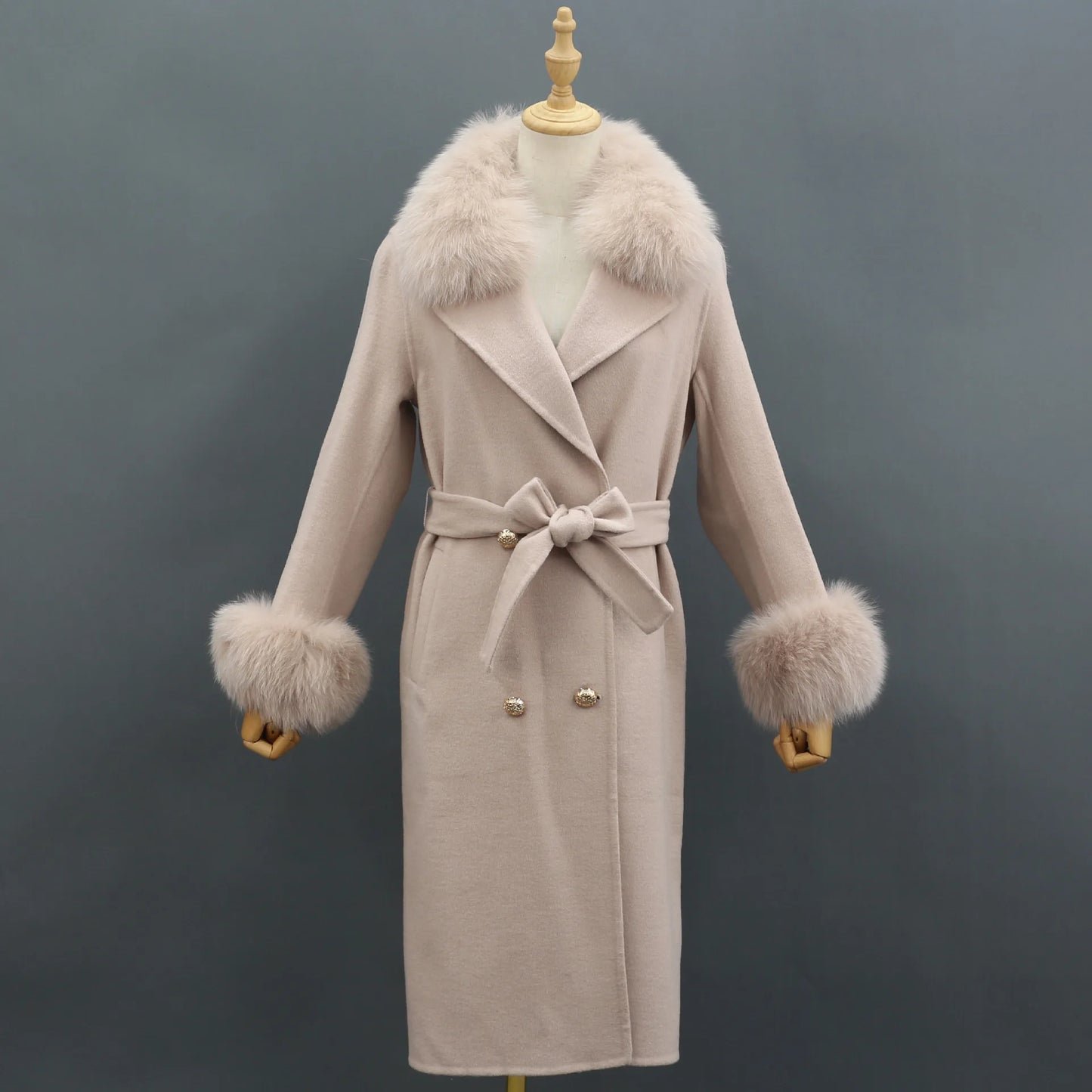 Fox Fur Detach Collar And Cuffs Wool Coats