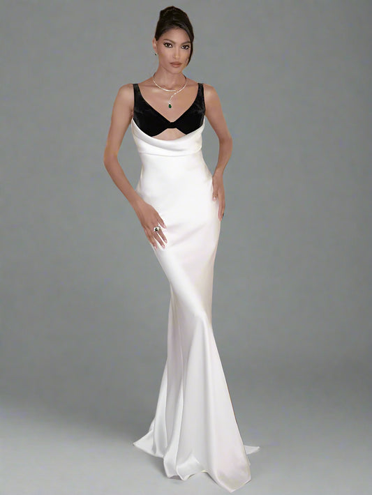 Cut-out Contrast Backless Mermaid Dresses