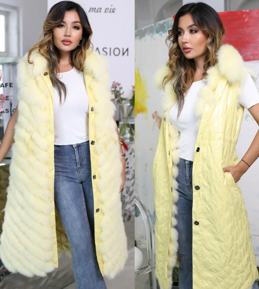 Reversible Long Real Fur Vests