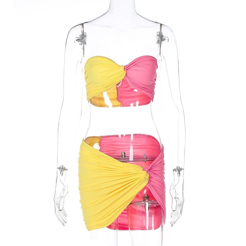 Candy Tube Crop Top & Mini Skirt Sets