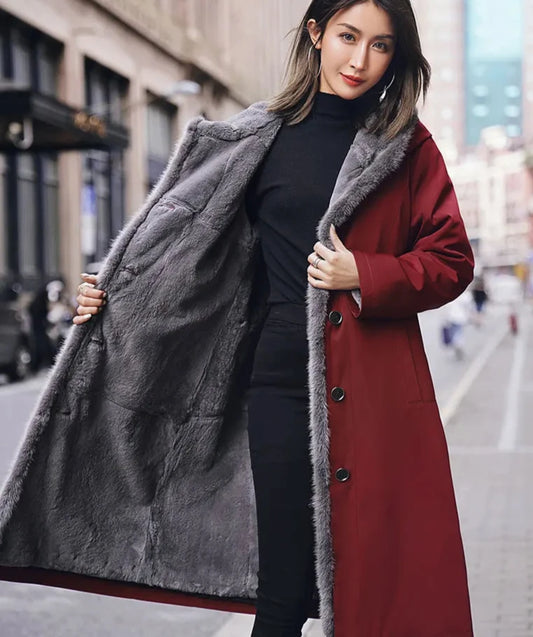 Long Fur Coats Mink Collar Parkas Real Fur Liner