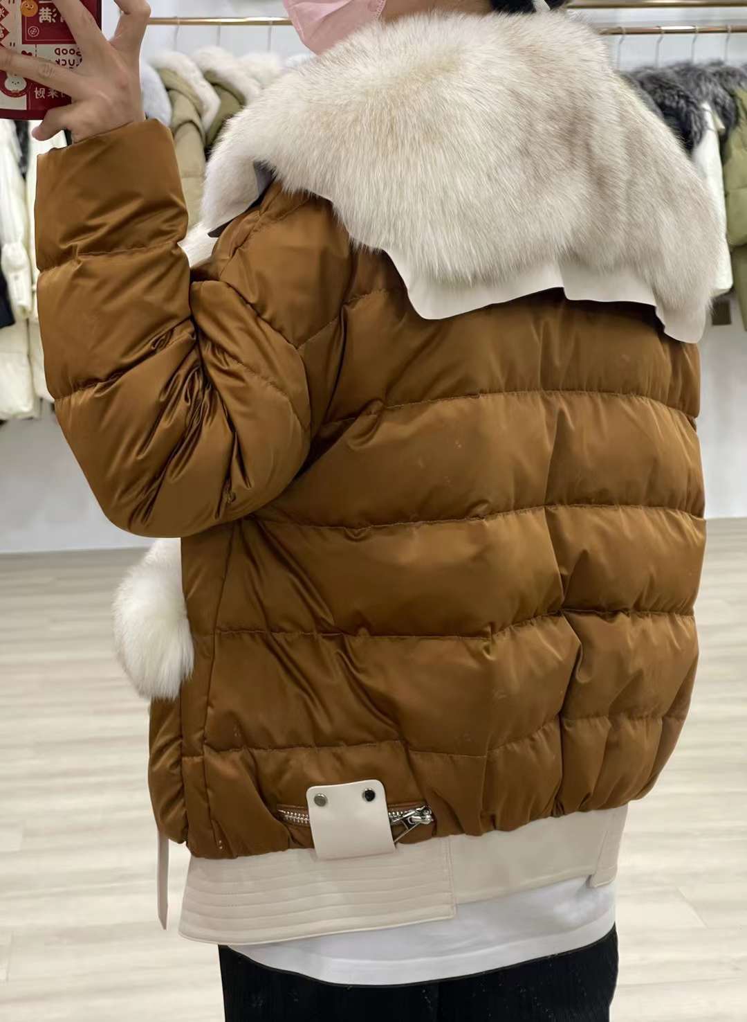 White Goose Down Real Fur Collar Puffer Coats