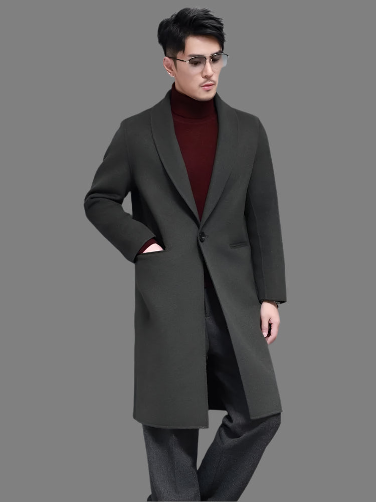 Long Wool Coat One Button Slim Fit