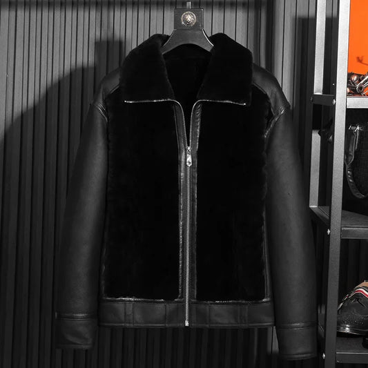 Genuine Leather Jackets Real Lamb Fur