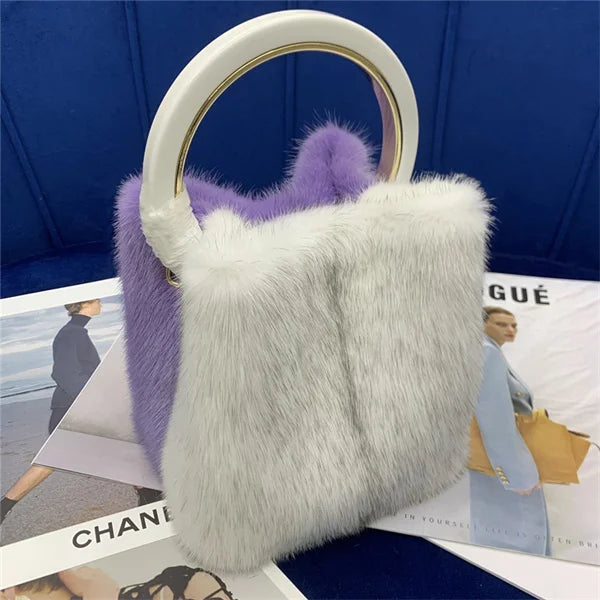 Luxury Real Mink Fur Handbag Purses