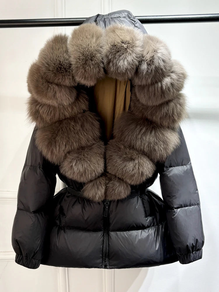 Real Fur Hooded Parkas Duck Down Puffer Jackets