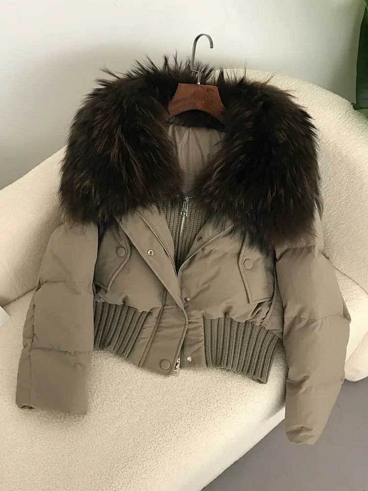 Real Fur Collar Duck Down Short Jackets