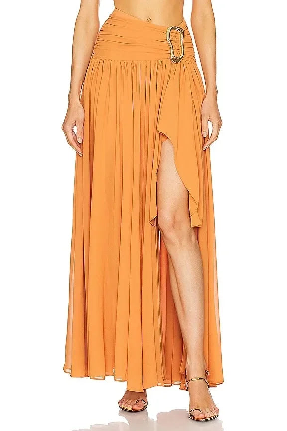 Off Shoulder Lantern Sleeve Hollow Maxi Dress