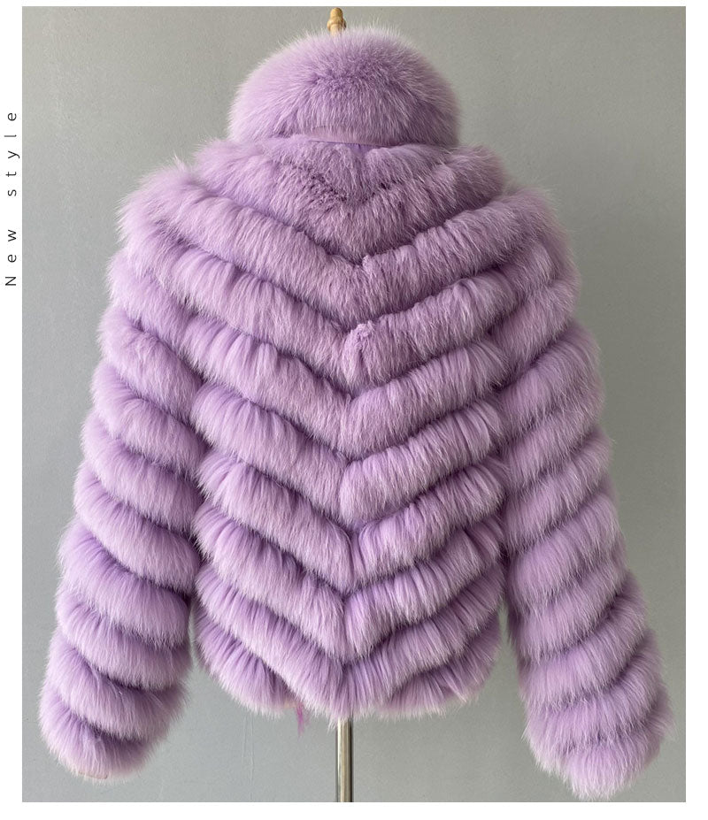 Reversible Knitted Real Fur Coats Silk Liner