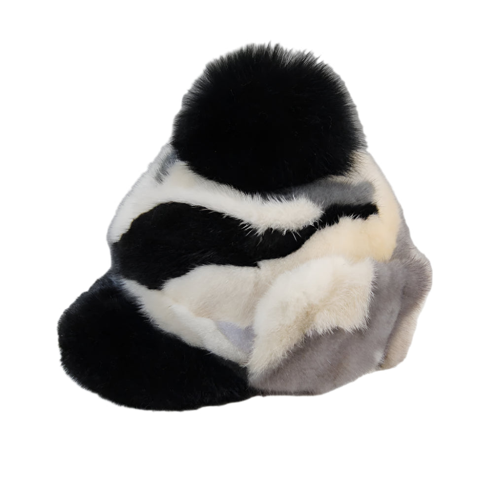 Colorful Real Mink Fur Bomber Hats Fur Pompom