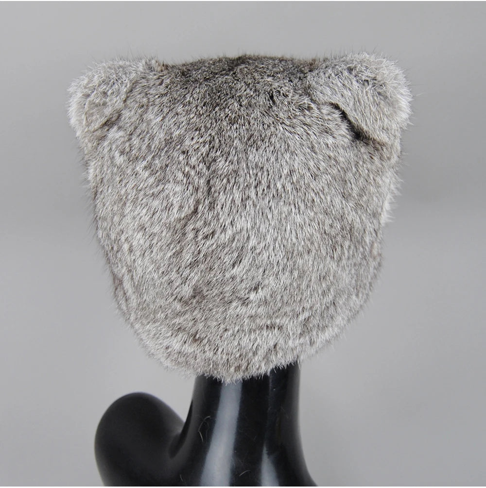 Luxury Real Fur Hat Cat Ears