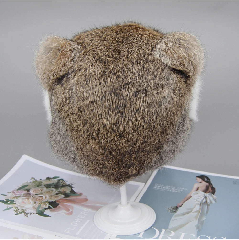 Luxury Real Fur Hat Cat Ears