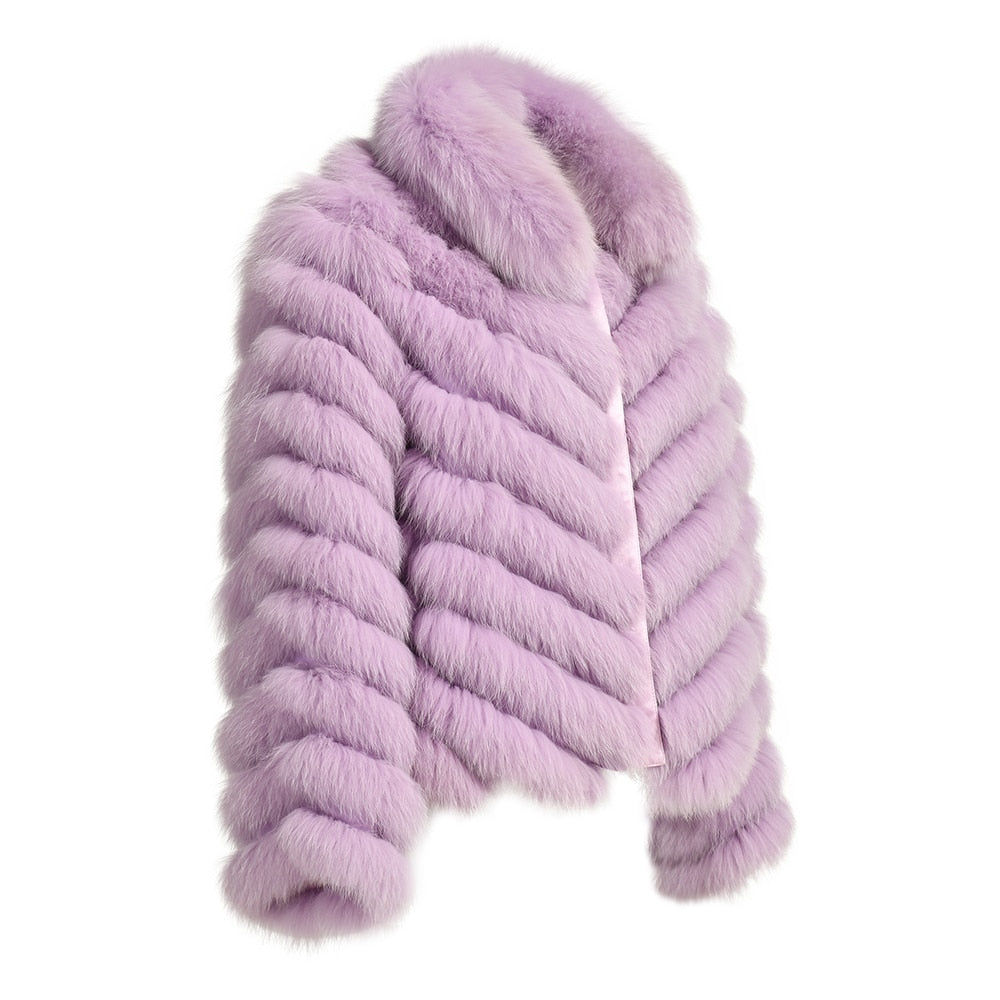 Reversible Knitted Real Fur Coats Silk Liner