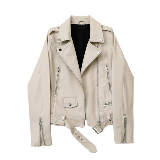 Moto PU Leather Jackets with Belt