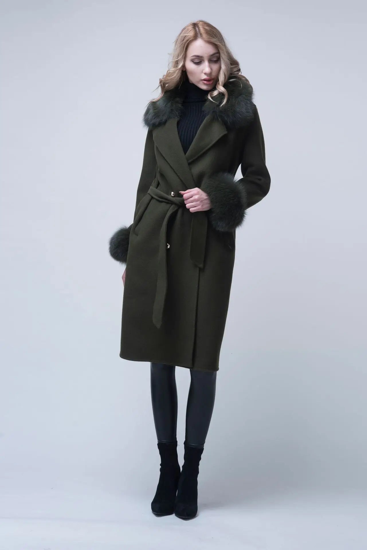 Fox Fur Detach Collar And Cuffs Wool Coats