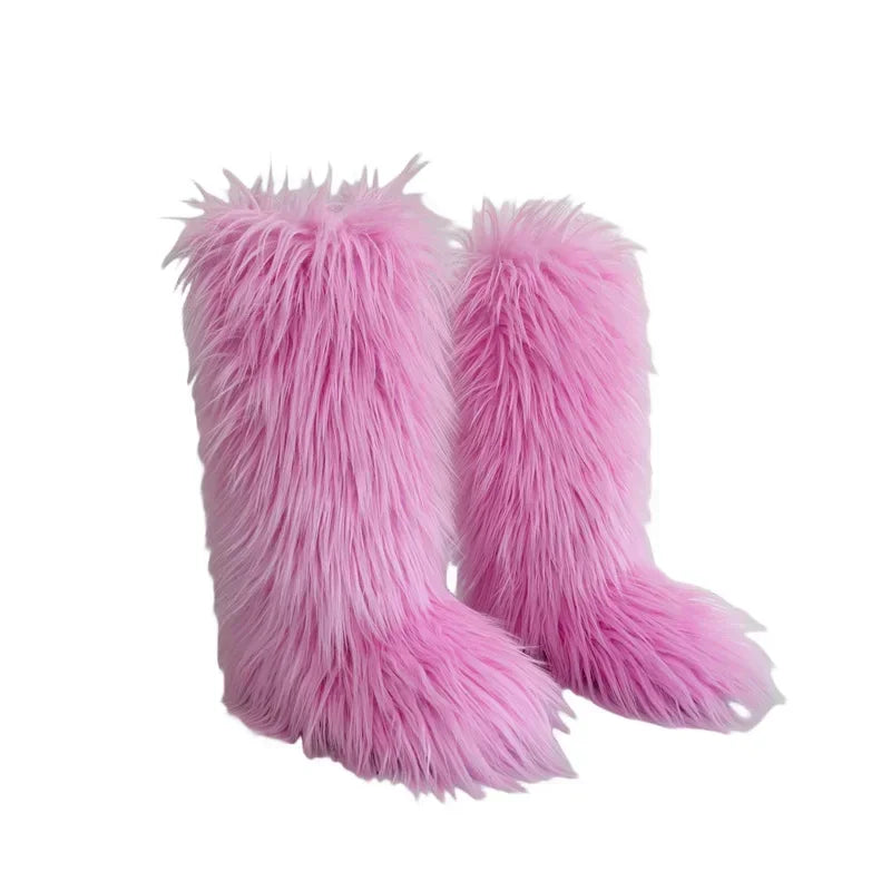 Faux Fur Knee High Snow Boots