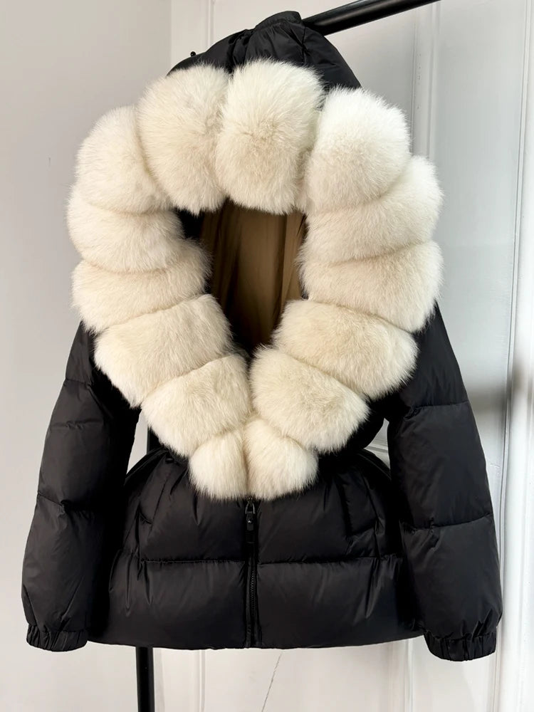 Real Fur Hooded Parkas Duck Down Puffer Jackets