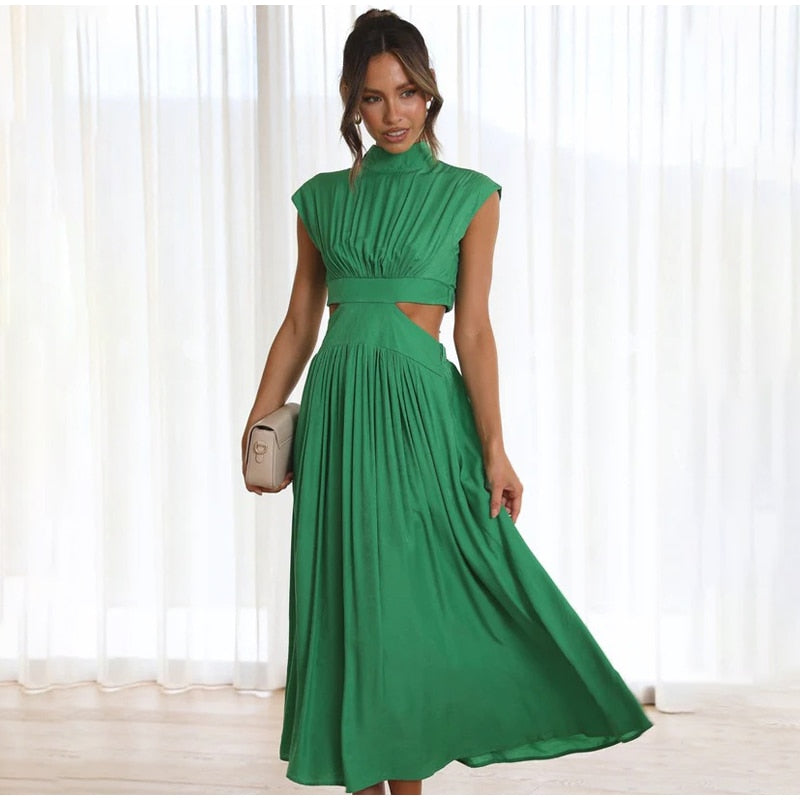 Sleeveless High Waist Hollow Out Dresses