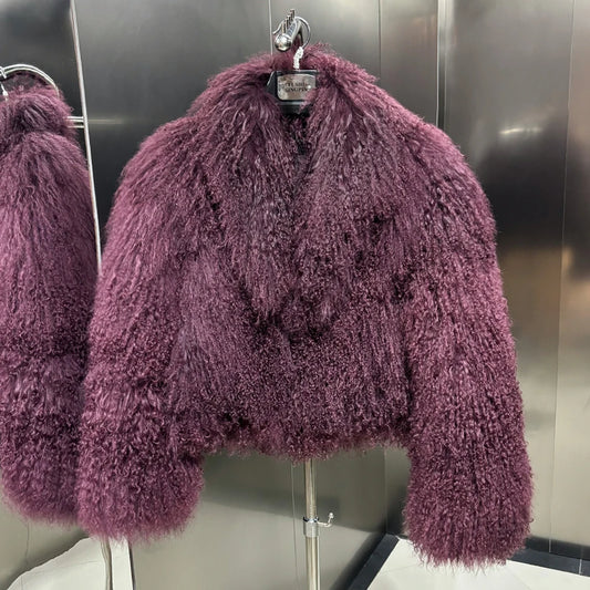 Cropped Real Mongolian Sheep Fur Coats