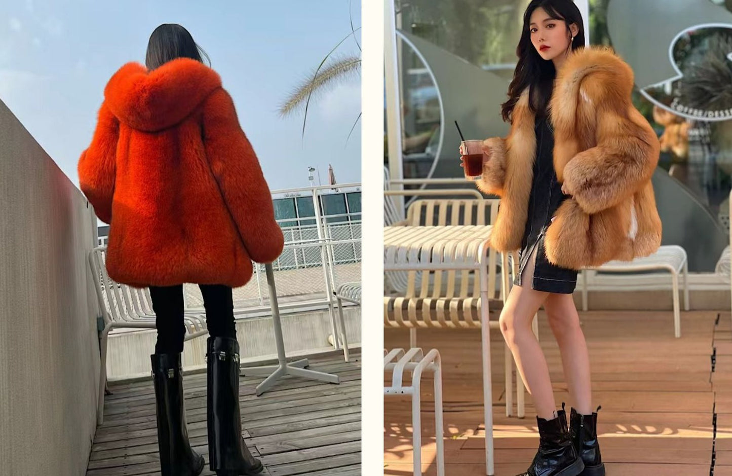 Real Fur Hooded Full Pelt Coats