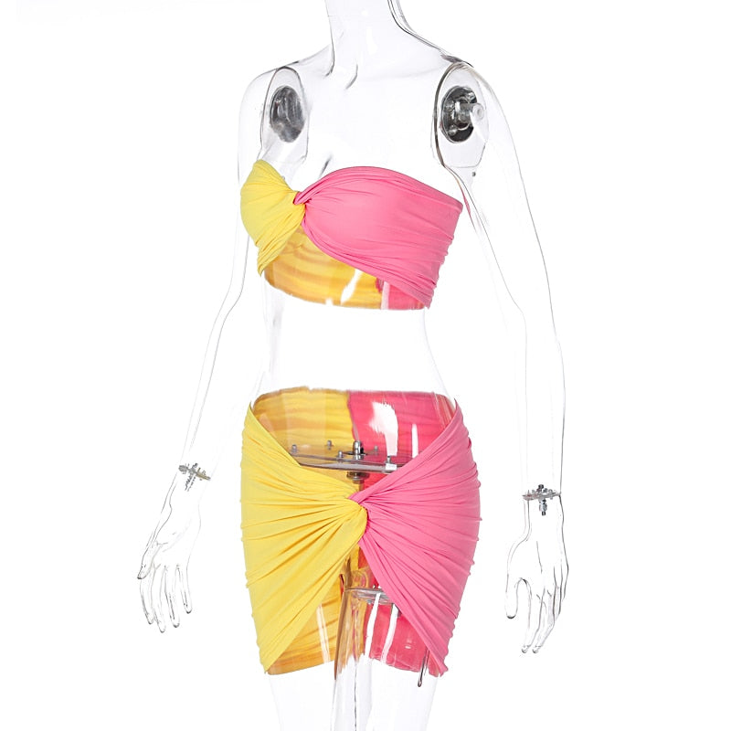 Candy Tube Crop Top & Mini Skirt Sets