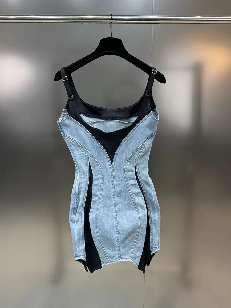 Denim Patchwork Mini Dress