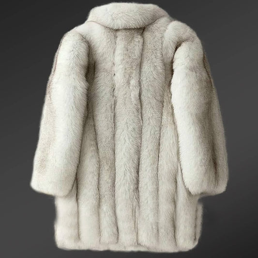 Luxury Real Fur Coat Real Fur Turn-Down Collar