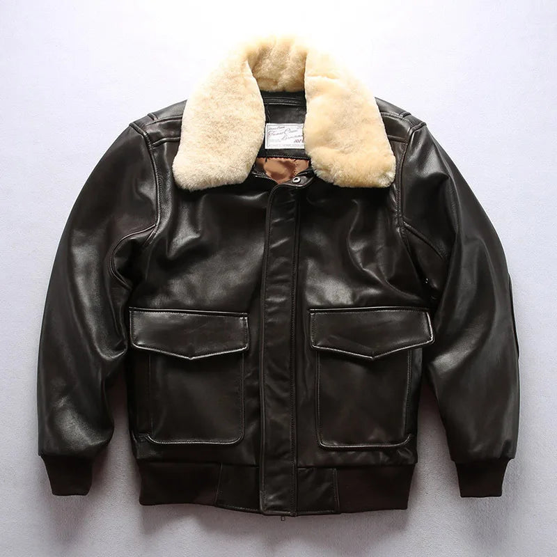 Genuine Leather Detachable Fur Collar AVIREX Jackets