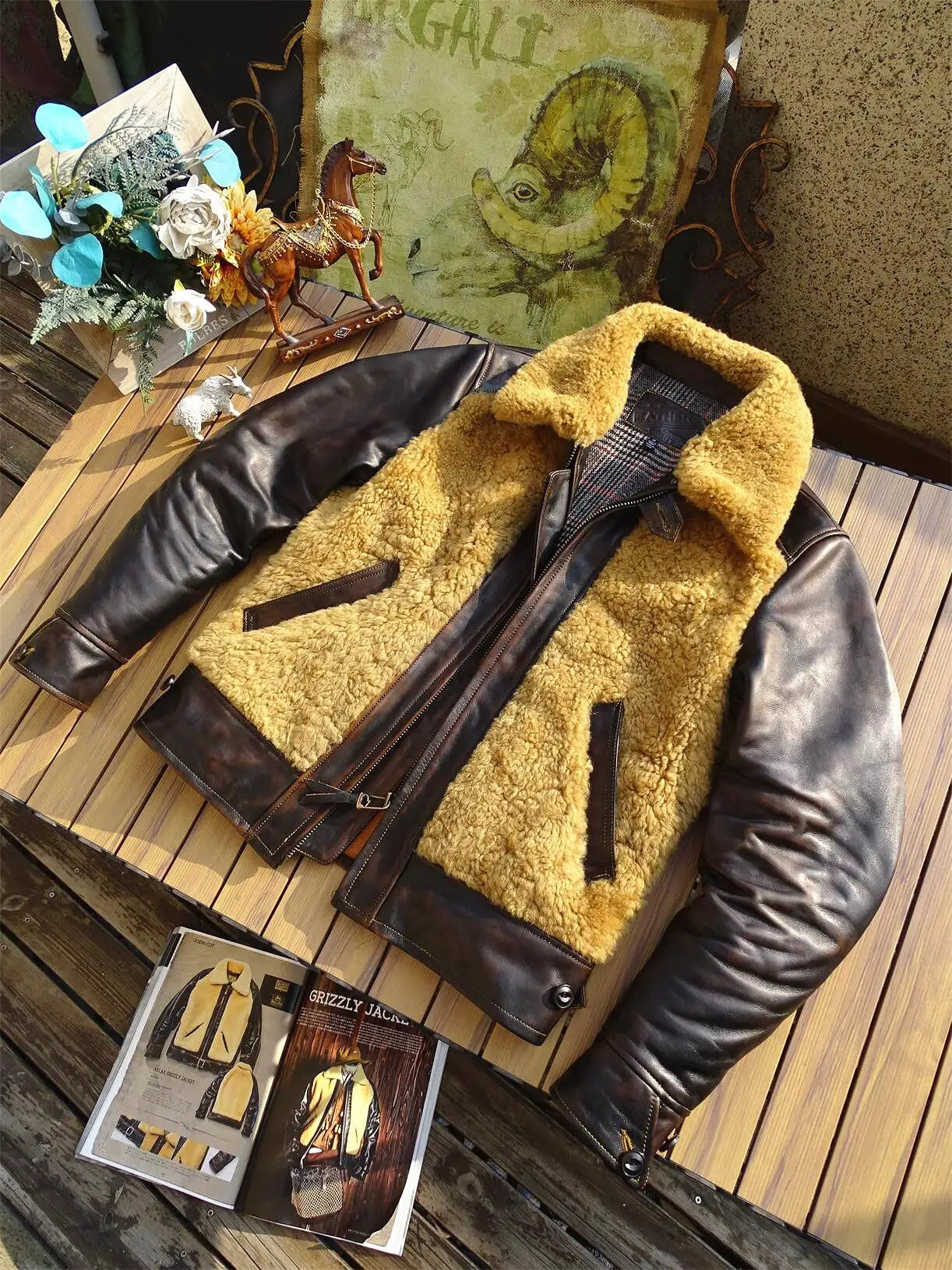 Genuine Leather Jacket Real Outer Wool Fur