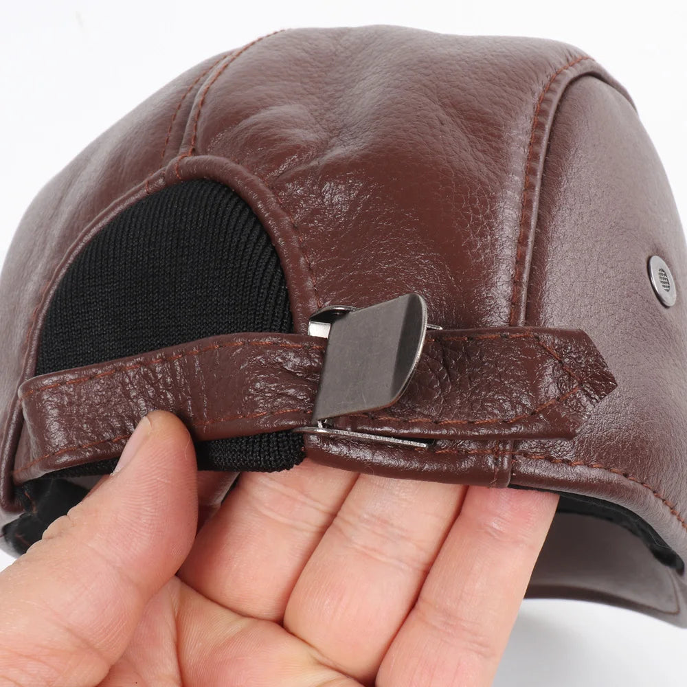 Classic Genuine Leather Cap Ear Protection