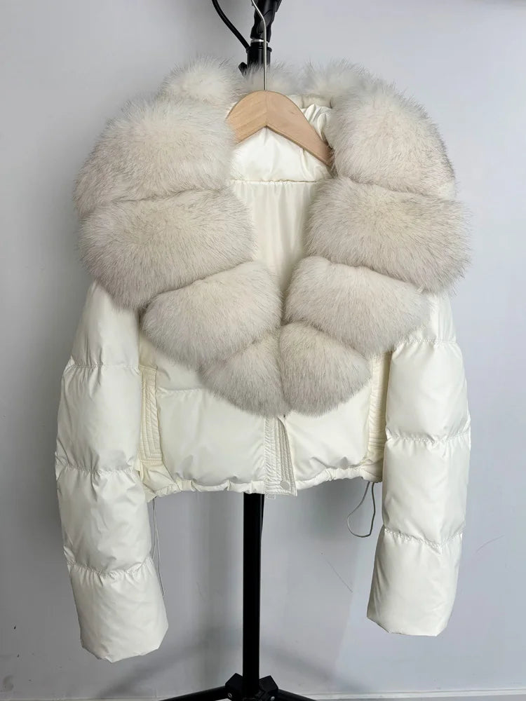 Real Fur Parkas Duck Down Short Puffer Jackets