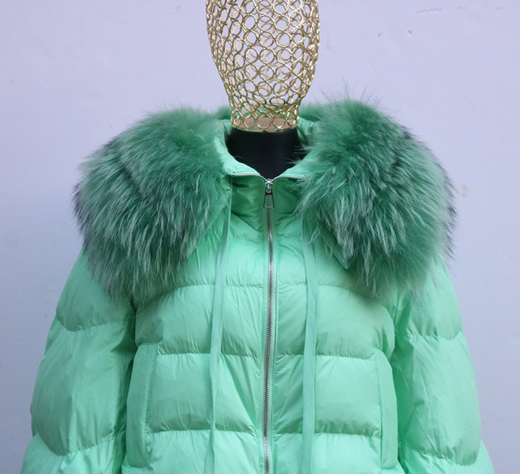 Real Fur Loose Duck Down Puffer Coats