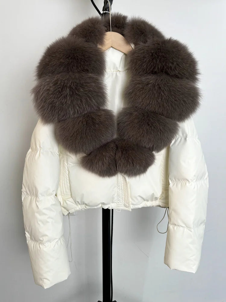 Real Fur Parkas Duck Down Short Puffer Jackets