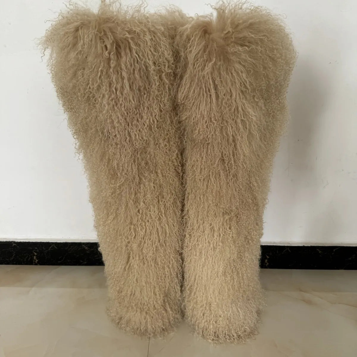 Fluffy Long Mongolian Real Fur Boots