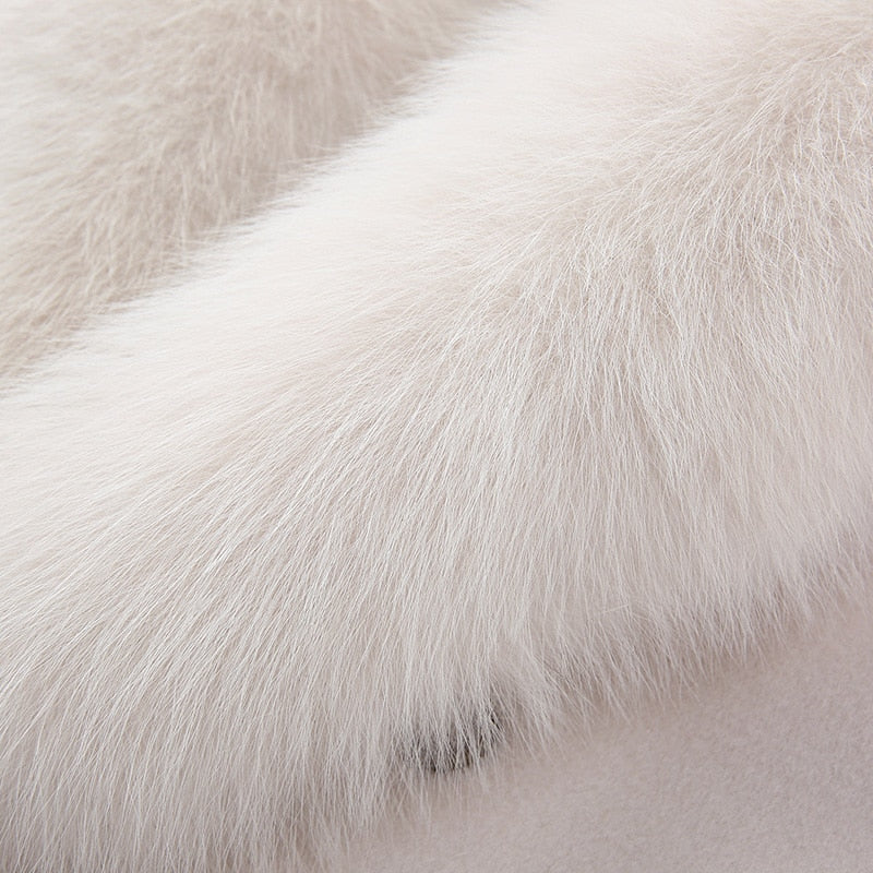 Real Wool Detachable Big Real Fox Fur Collar Long Coats