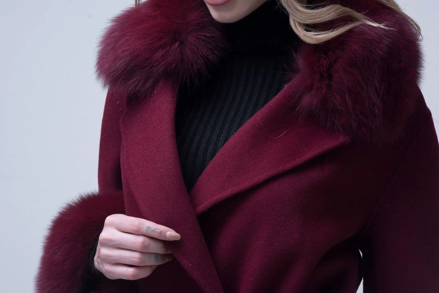 Fox Fur Detach Collar And Cuffs Wool Coats