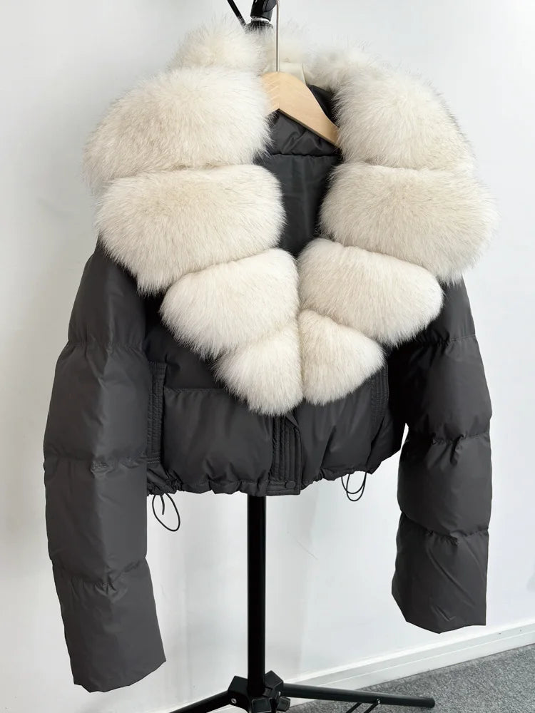 Real Fur Parkas Duck Down Short Puffer Jackets