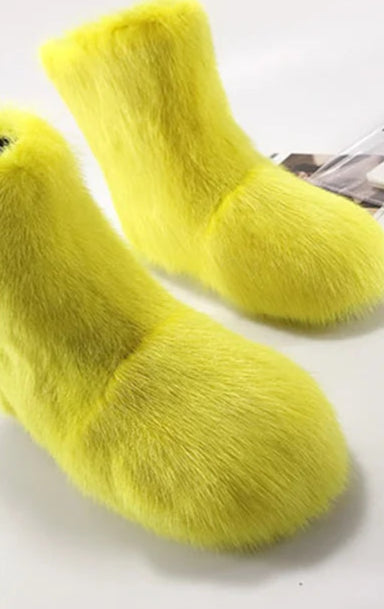 Real Mink Fur Boots Snow Boots