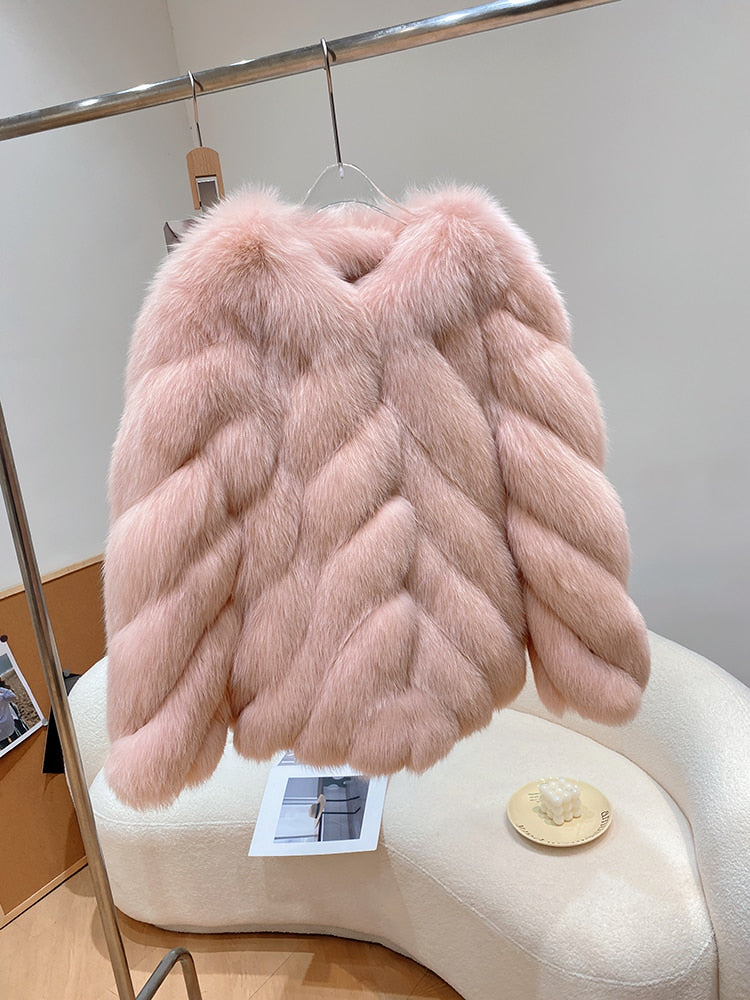 Luxury Pattern Real Fur Coats