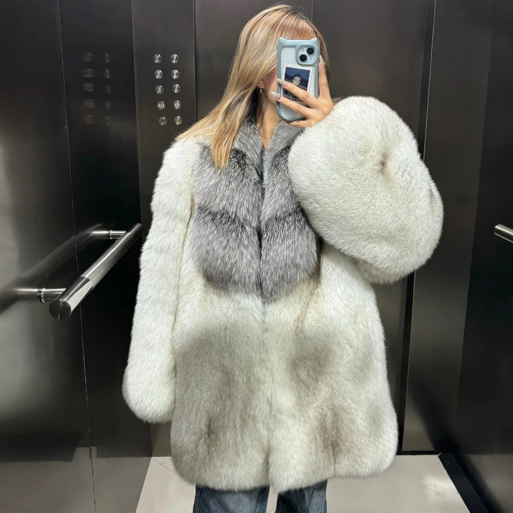 Thick Long Collar Real Fox Fur Coats