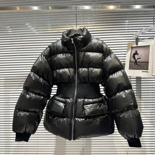 Threaded Waist Cotton-padded Puffer Jackets