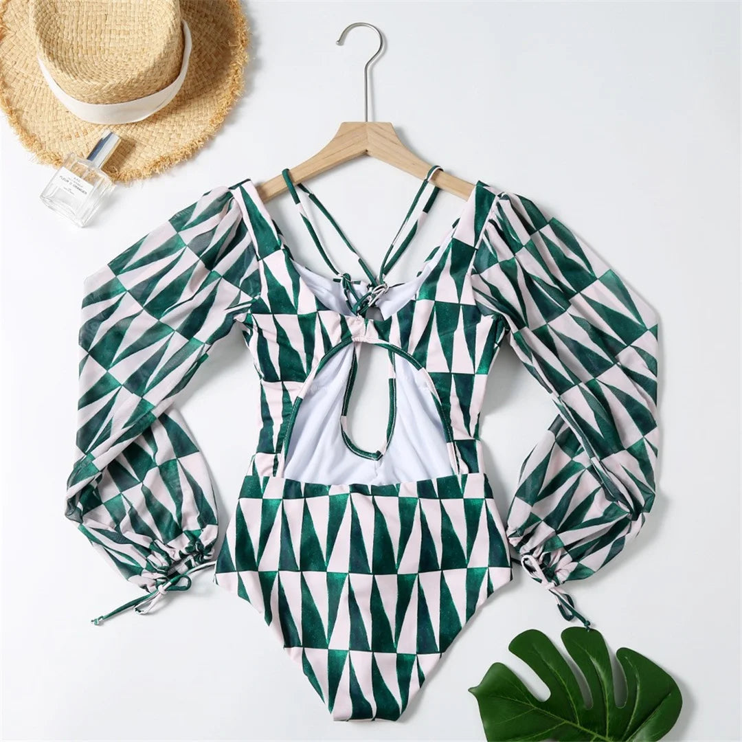 Cut Out Long Sleeve One Piece Swimsuits