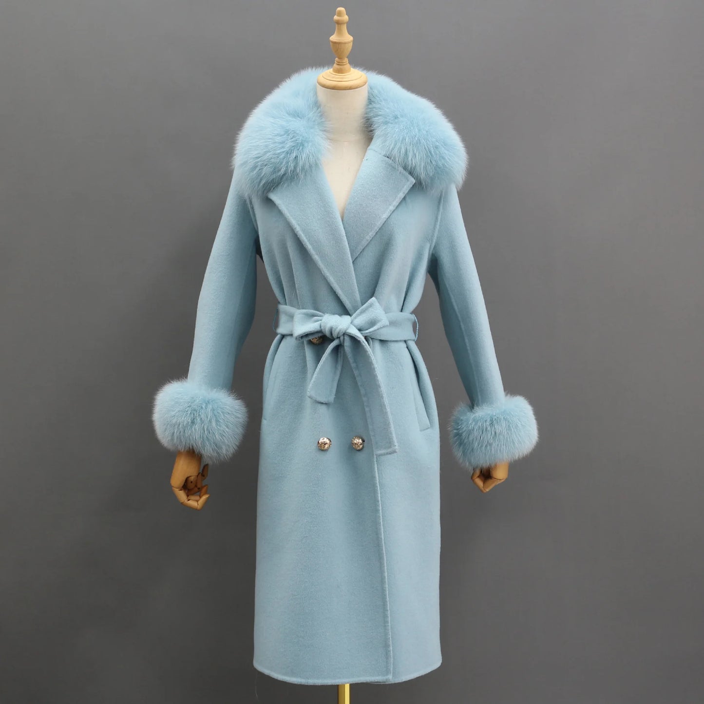 Fox Fur Detach Collar And Cuffs Wool Coats