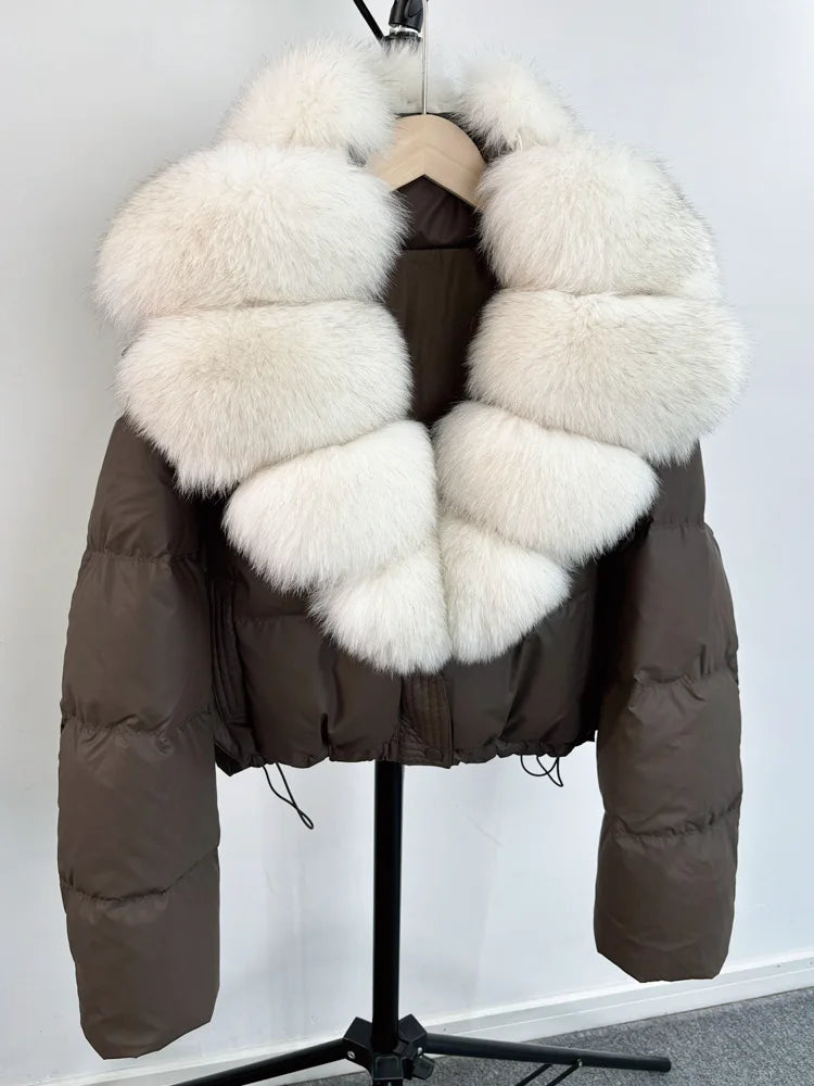 Real Fur Parkas Duck Down Short Puffer Jackets