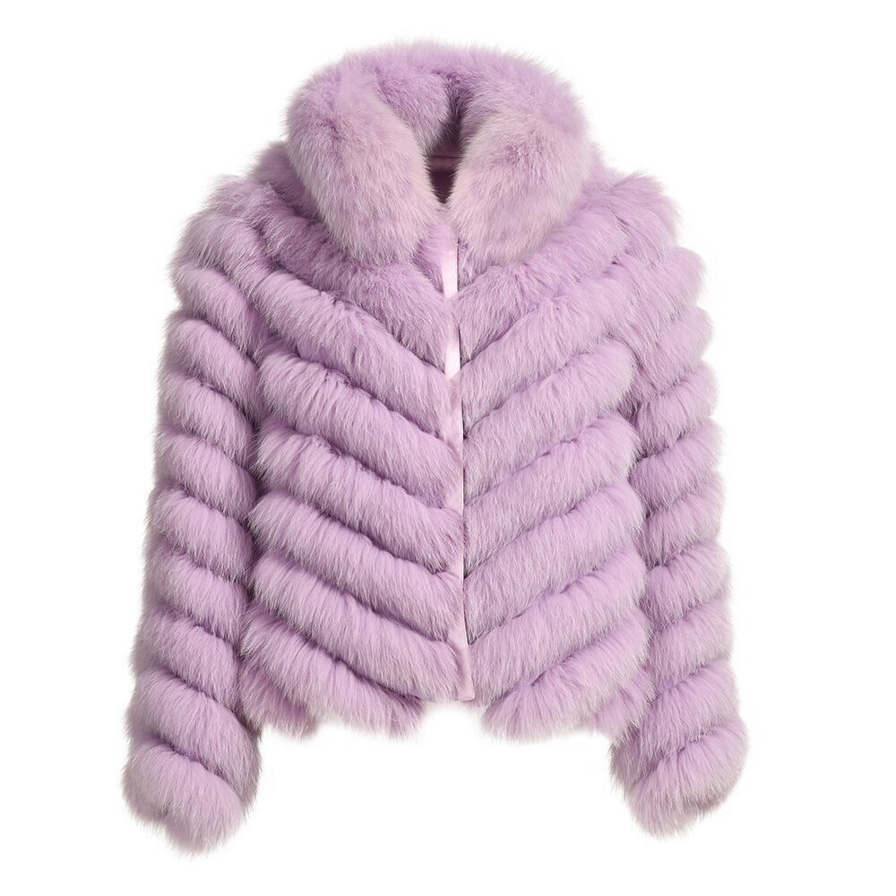 Reversible Knitted Real Fur Coats Silk Liner