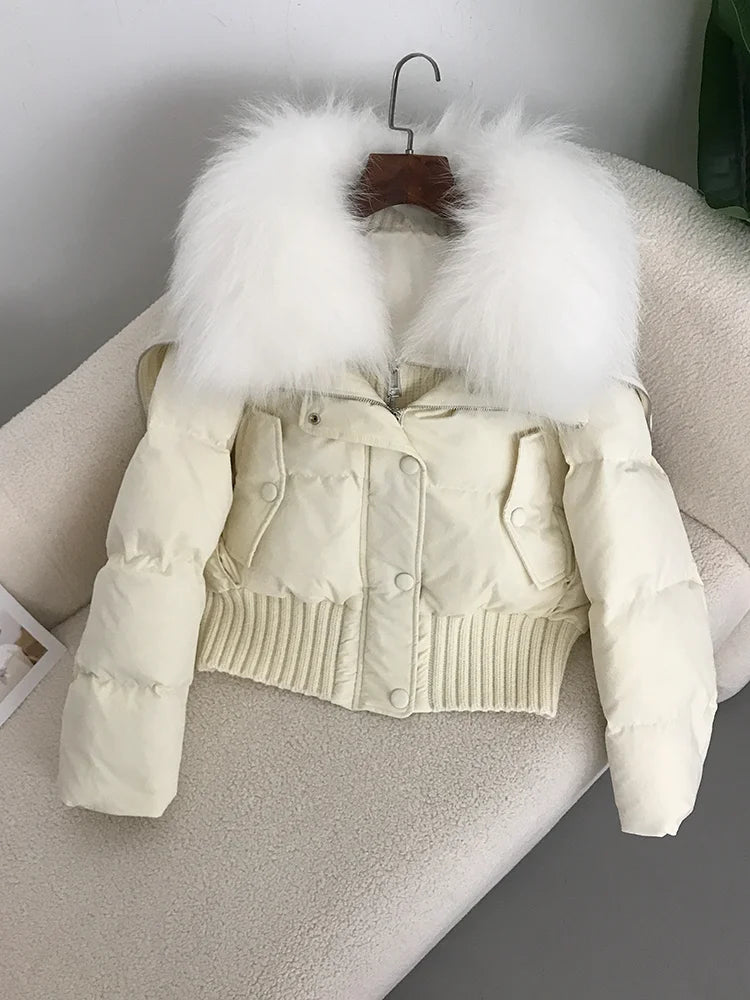 Real Fur Collar Duck Down Short Jackets