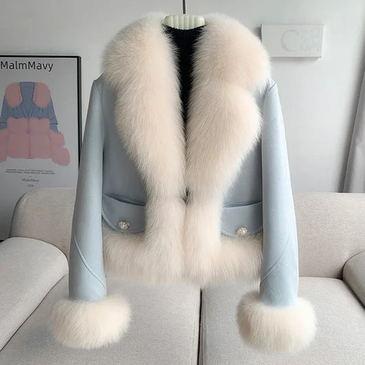 Genuine Leather Real Fur Down Lining Suede Jackets