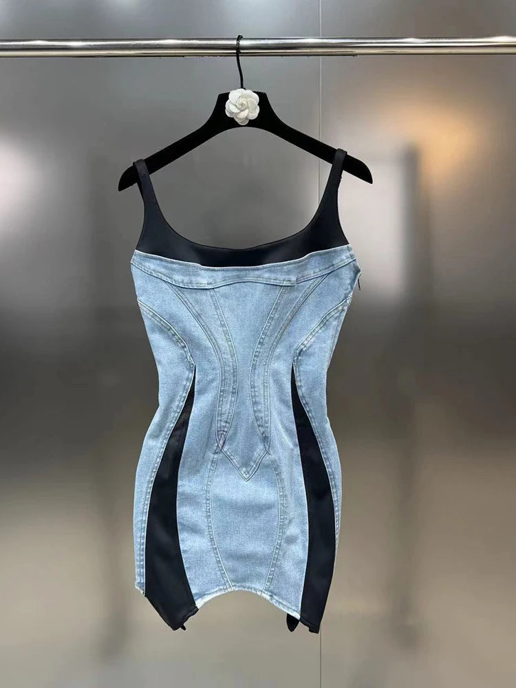 Denim Patchwork Mini Dress